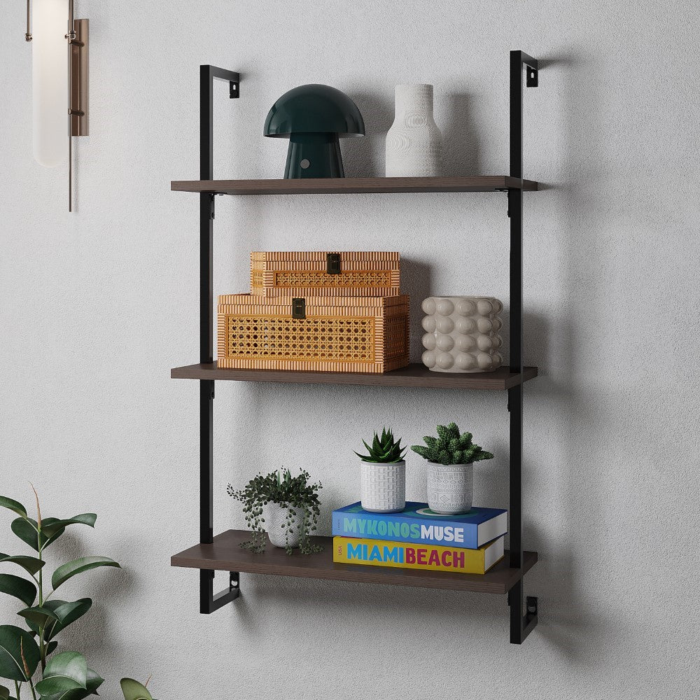 Madera 40.55" Industrial Wall-Mounted Bookcase - Happimess