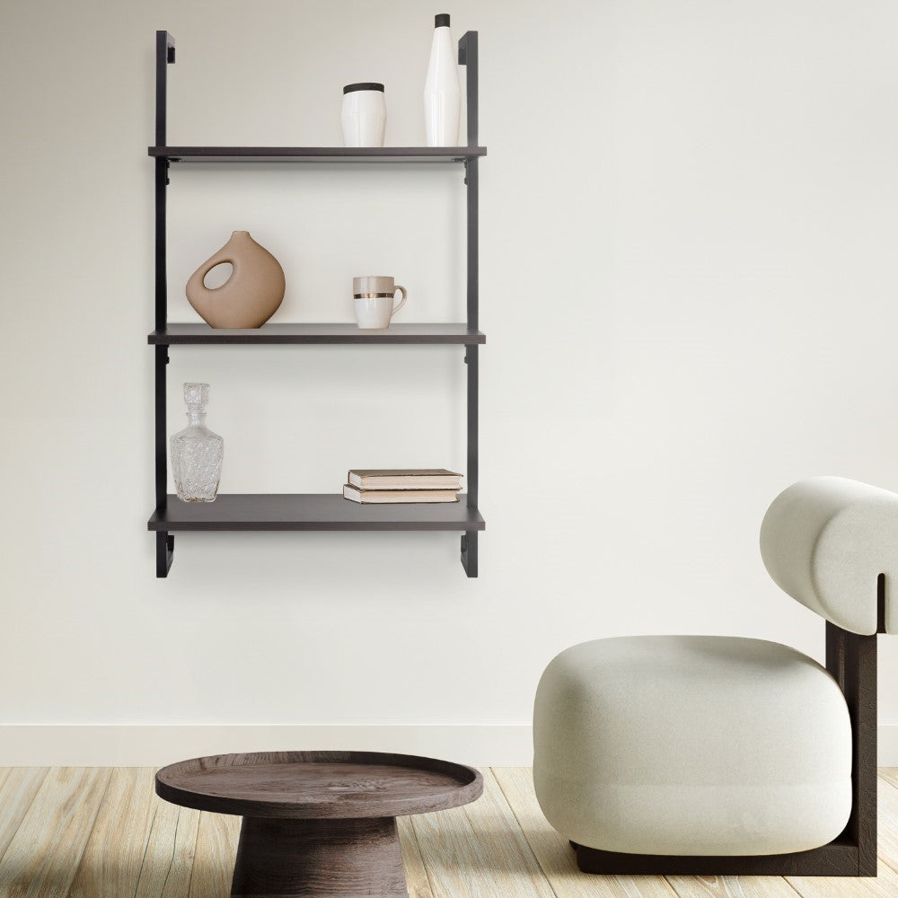 Madera 40.55" Industrial Wall-Mounted Bookcase - Happimess