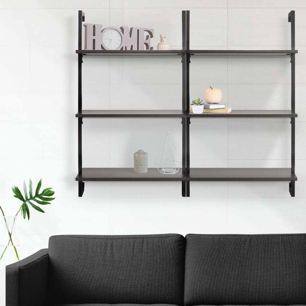 Madera 40.55" Industrial Wall-Mounted Bookcase - Happimess