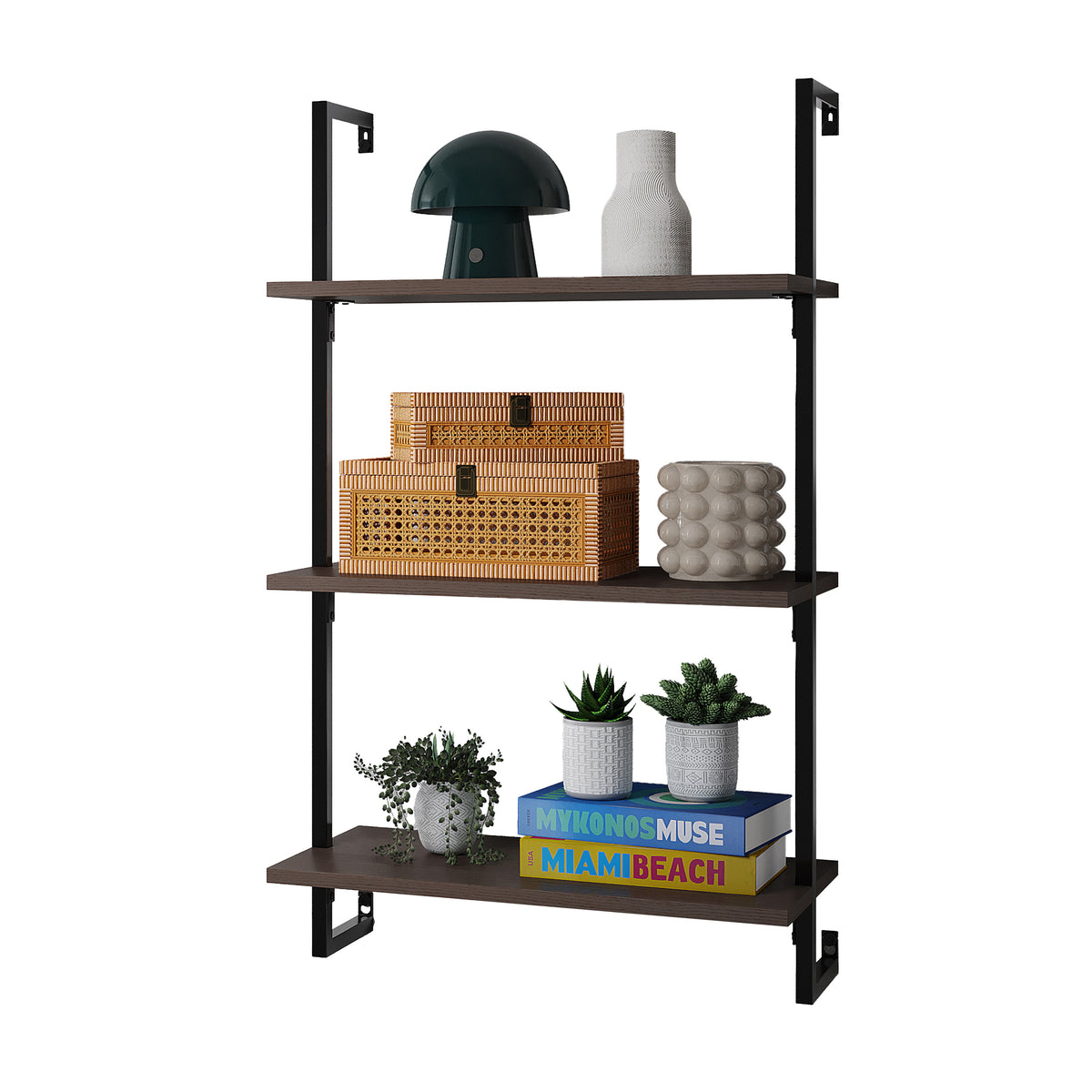 Madera 40.55" Industrial Wall-Mounted Bookcase - Happimess