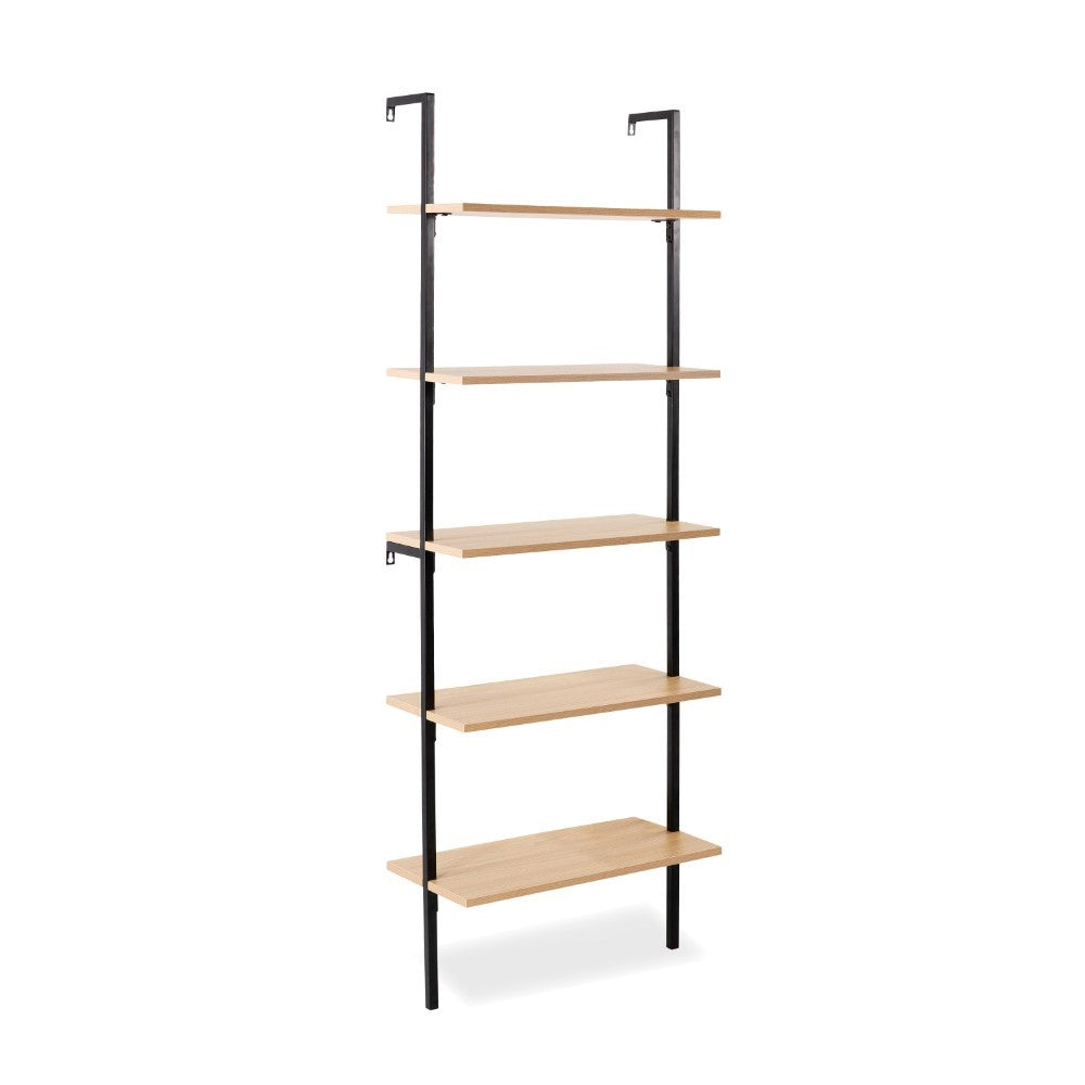Madera 72.05" Industrial Wall-Mounted Bookcase with Metal Frame - Happimess