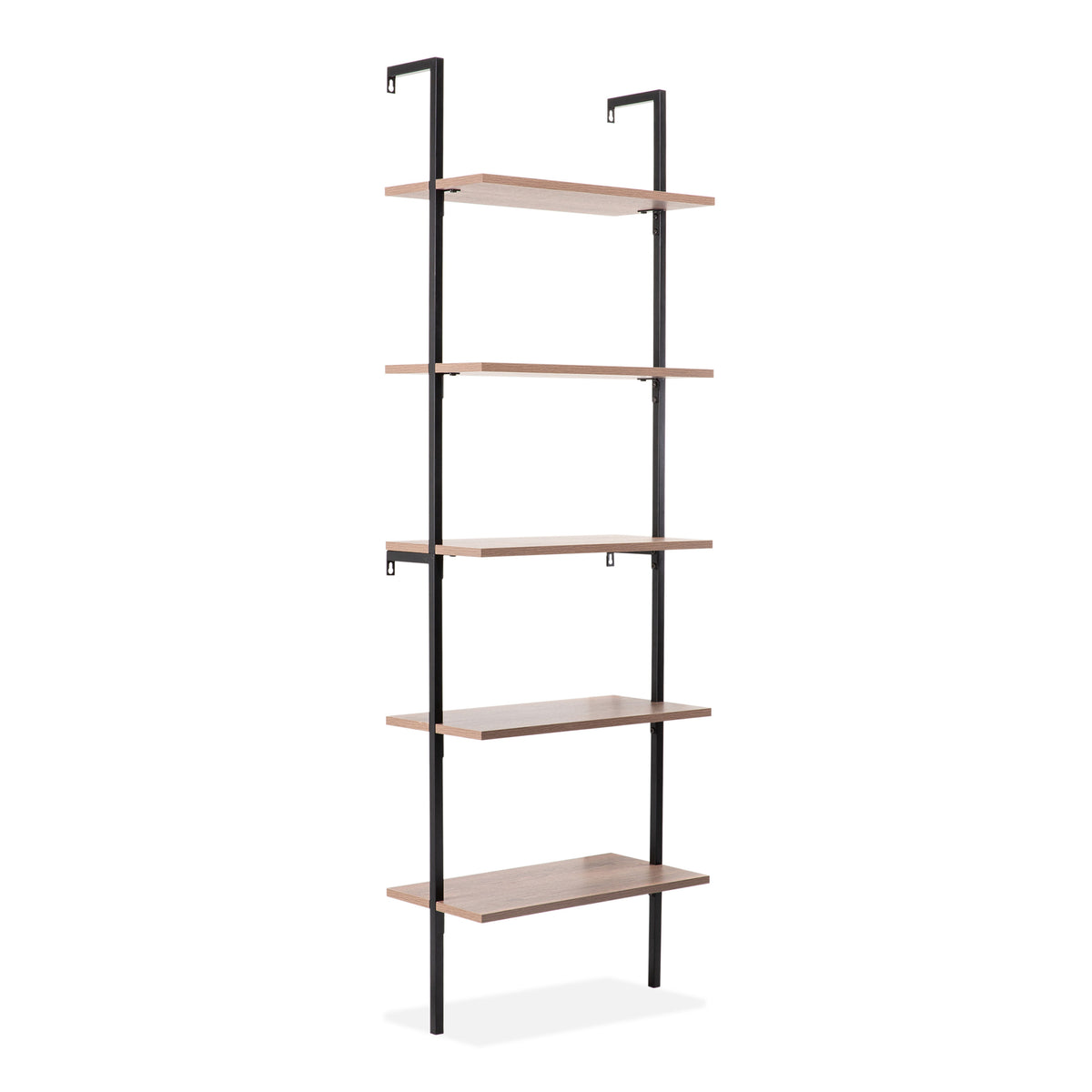 Madera 72.05" Industrial Wall-Mounted Bookcase with Metal Frame - Happimess