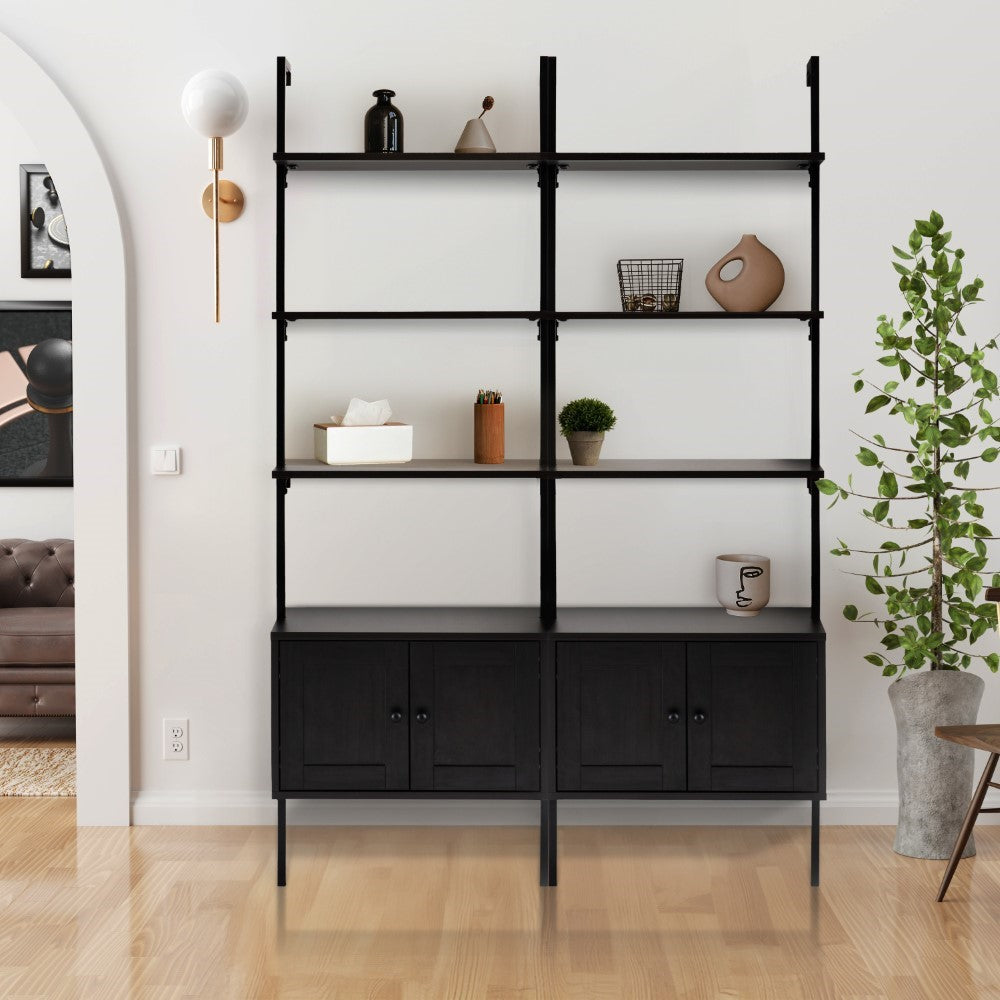 Tulare 72.05" Industrial Wall-Mounted Bookcase - Happimess