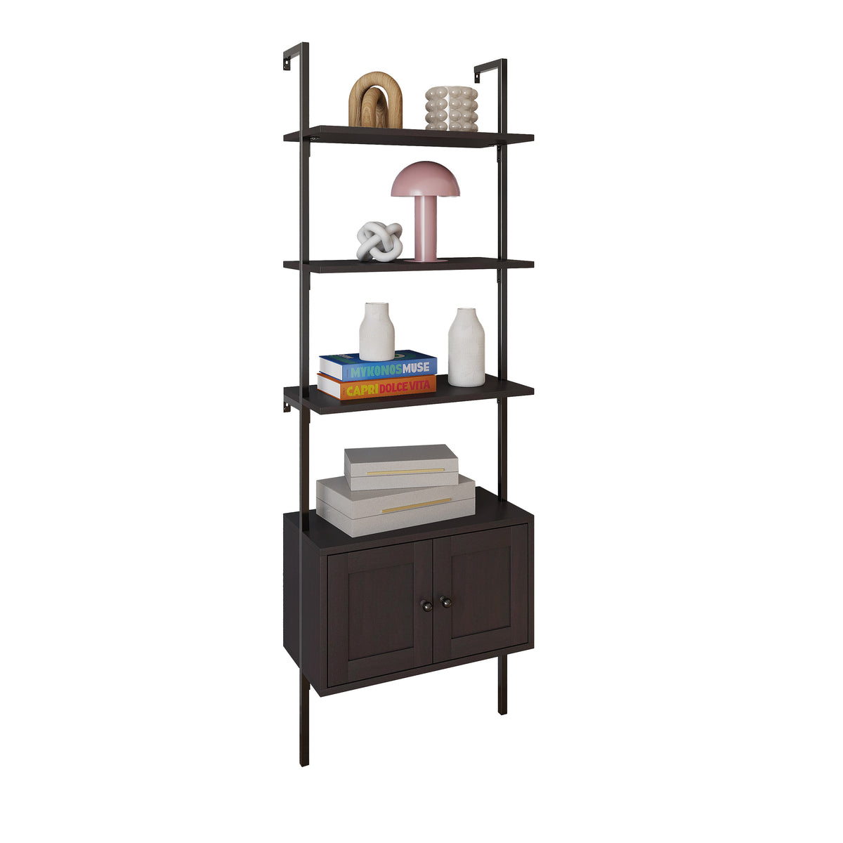 Tulare 72.05" Industrial Wall-Mounted Bookcase - Happimess