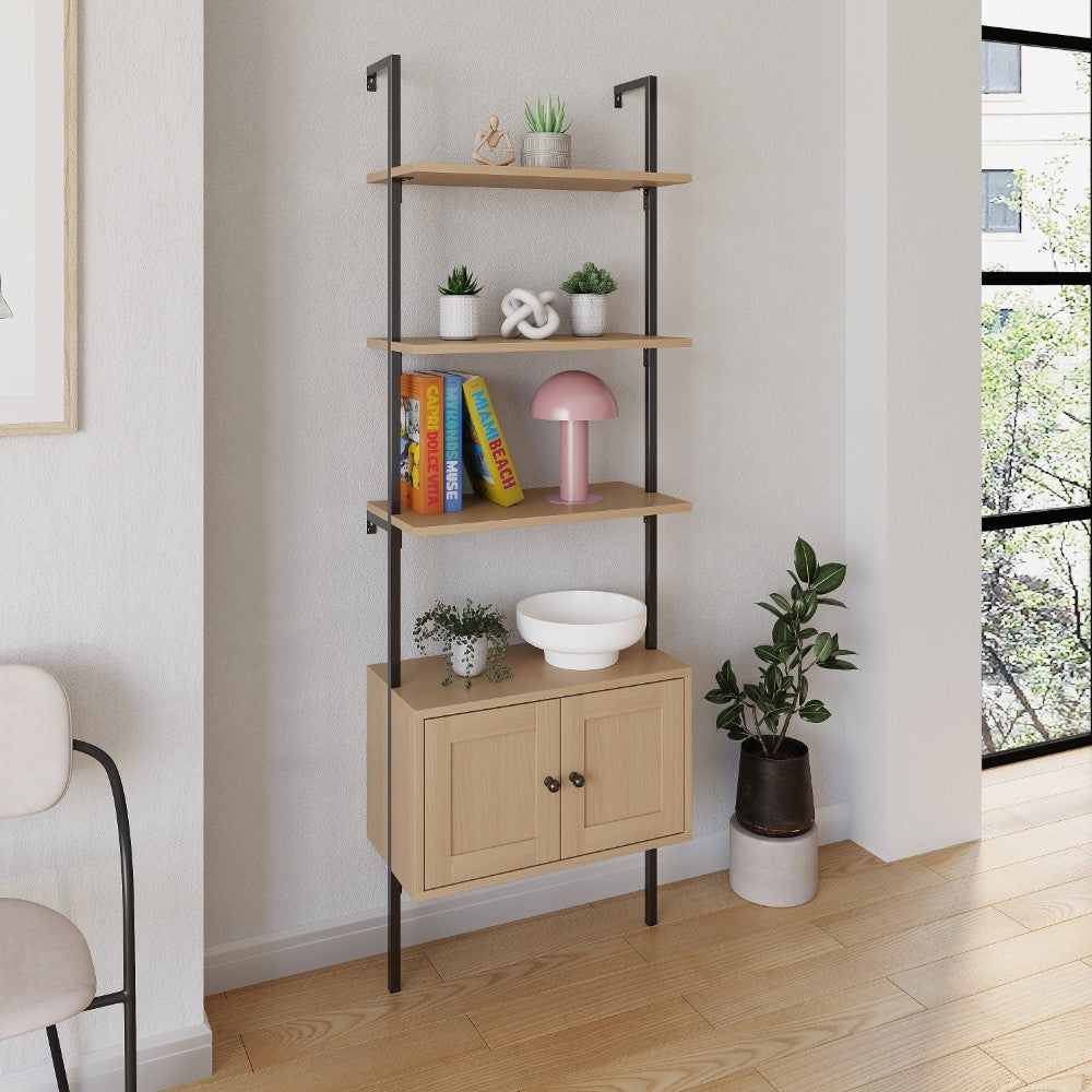 Tulare 72.05" Industrial Wall-Mounted Bookcase - Happimess