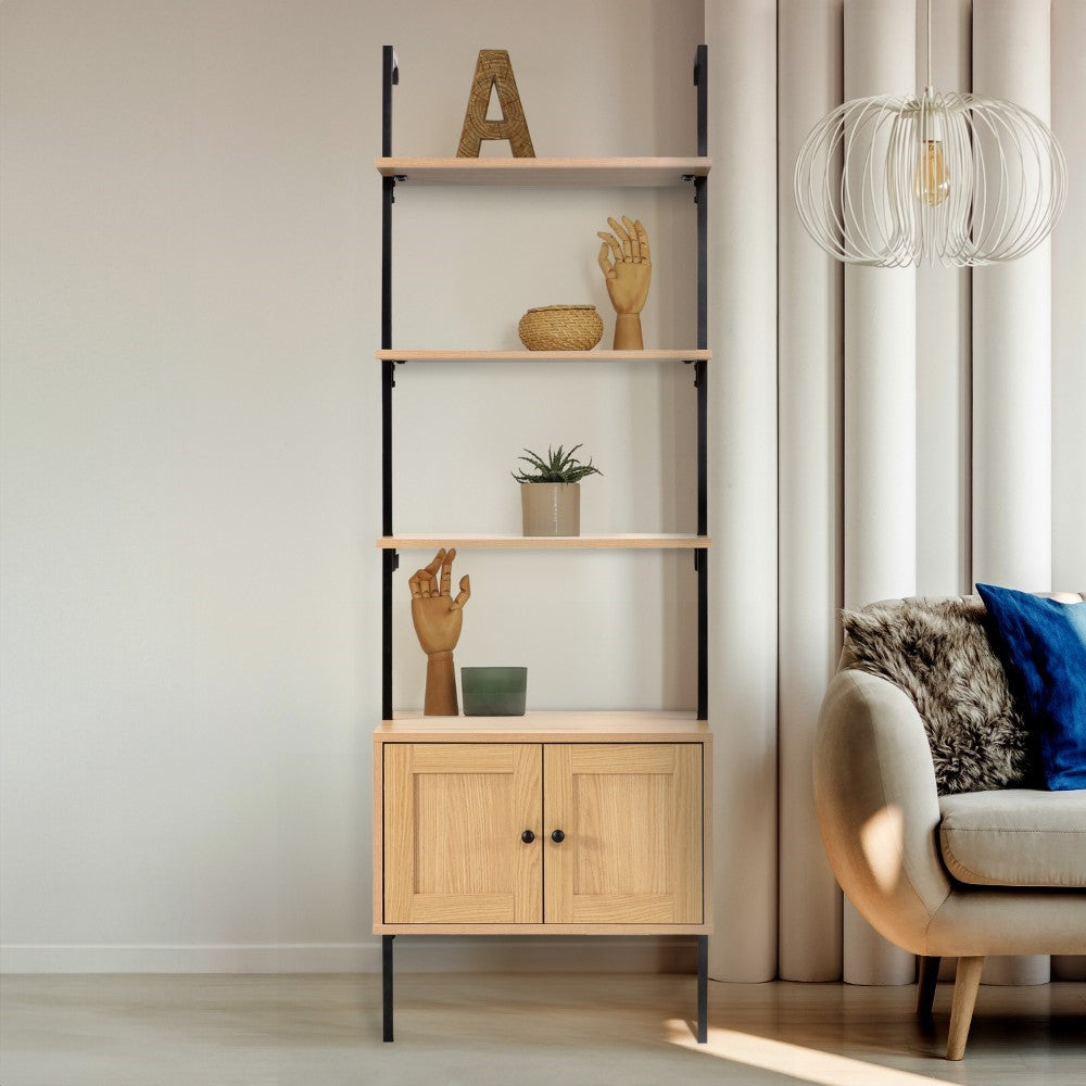 Tulare 72.05" Industrial Wall-Mounted Bookcase - Happimess