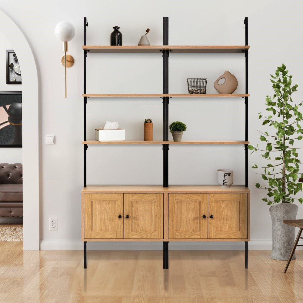 Tulare 72.05" Industrial Wall-Mounted Bookcase - Happimess