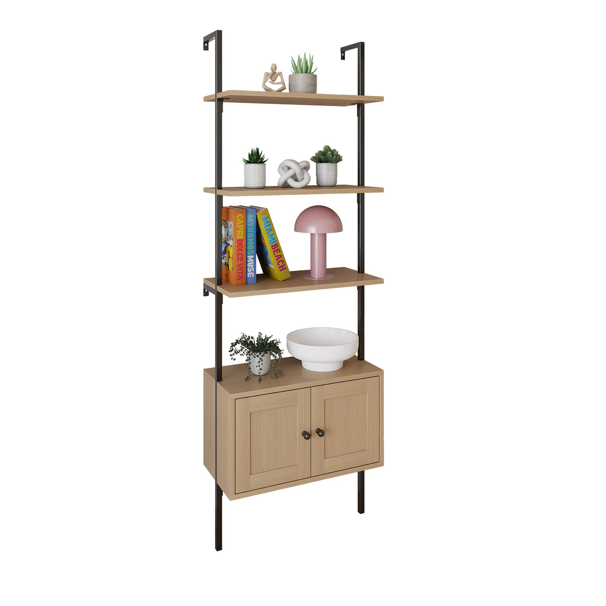 Tulare 72.05" Industrial Wall-Mounted Bookcase - Happimess