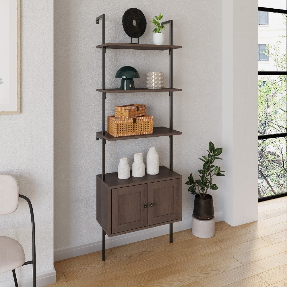 Tulare 72.05" Industrial Wall-Mounted Bookcase - Happimess