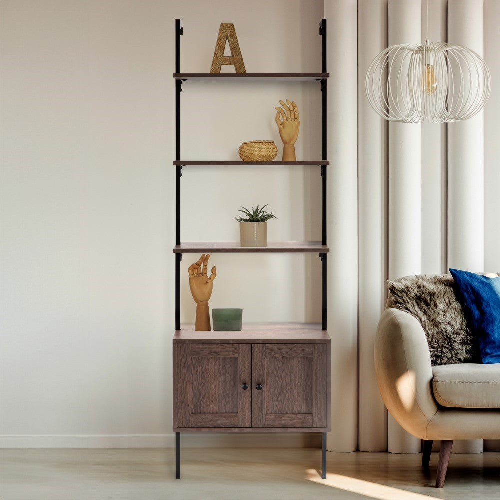 Tulare 72.05" Industrial Wall-Mounted Bookcase - Happimess