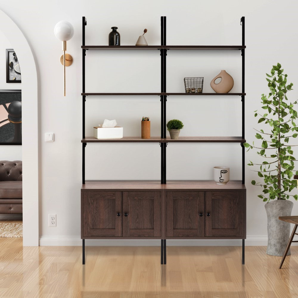 Tulare 72.05" Industrial Wall-Mounted Bookcase - Happimess
