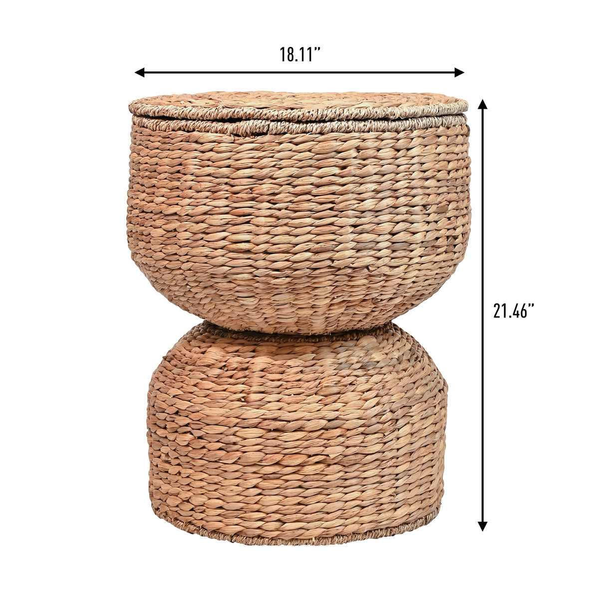 Bhola 18" Hourglass Handwoven Hyacinth Storage Accent Table - Happimess