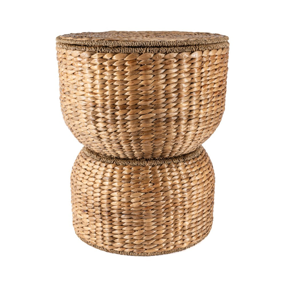 Bhola 18" Hourglass Handwoven Hyacinth Storage Accent Table - Happimess