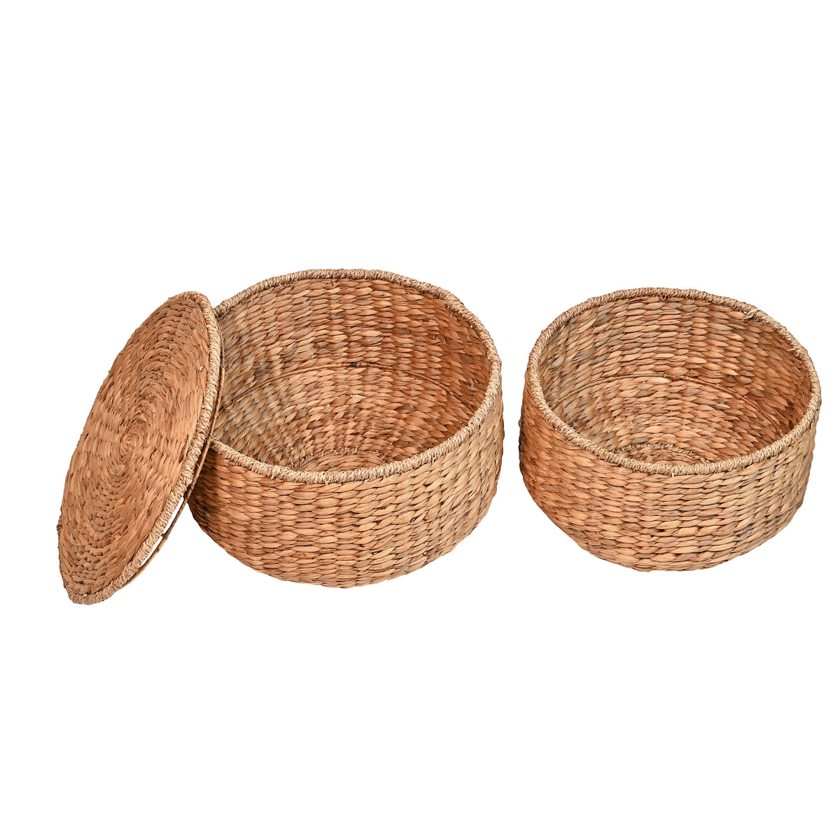Bhola 18" Hourglass Handwoven Hyacinth Storage Accent Table - Happimess