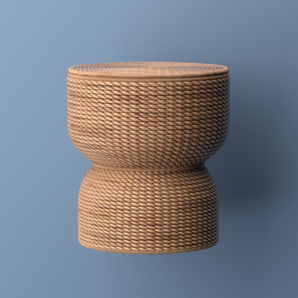 Bhola 18" Hourglass Handwoven Hyacinth Storage Accent Table - Happimess