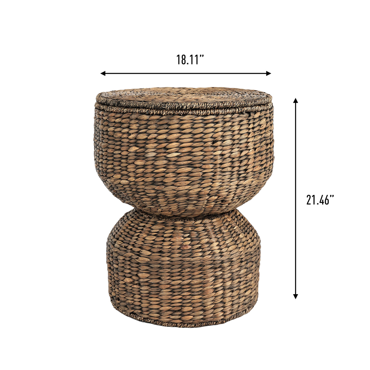 Bhola 18" Hourglass Handwoven Hyacinth Storage Accent Table - Happimess