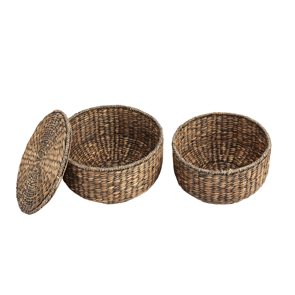 Bhola 18" Hourglass Handwoven Hyacinth Storage Accent Table - Happimess