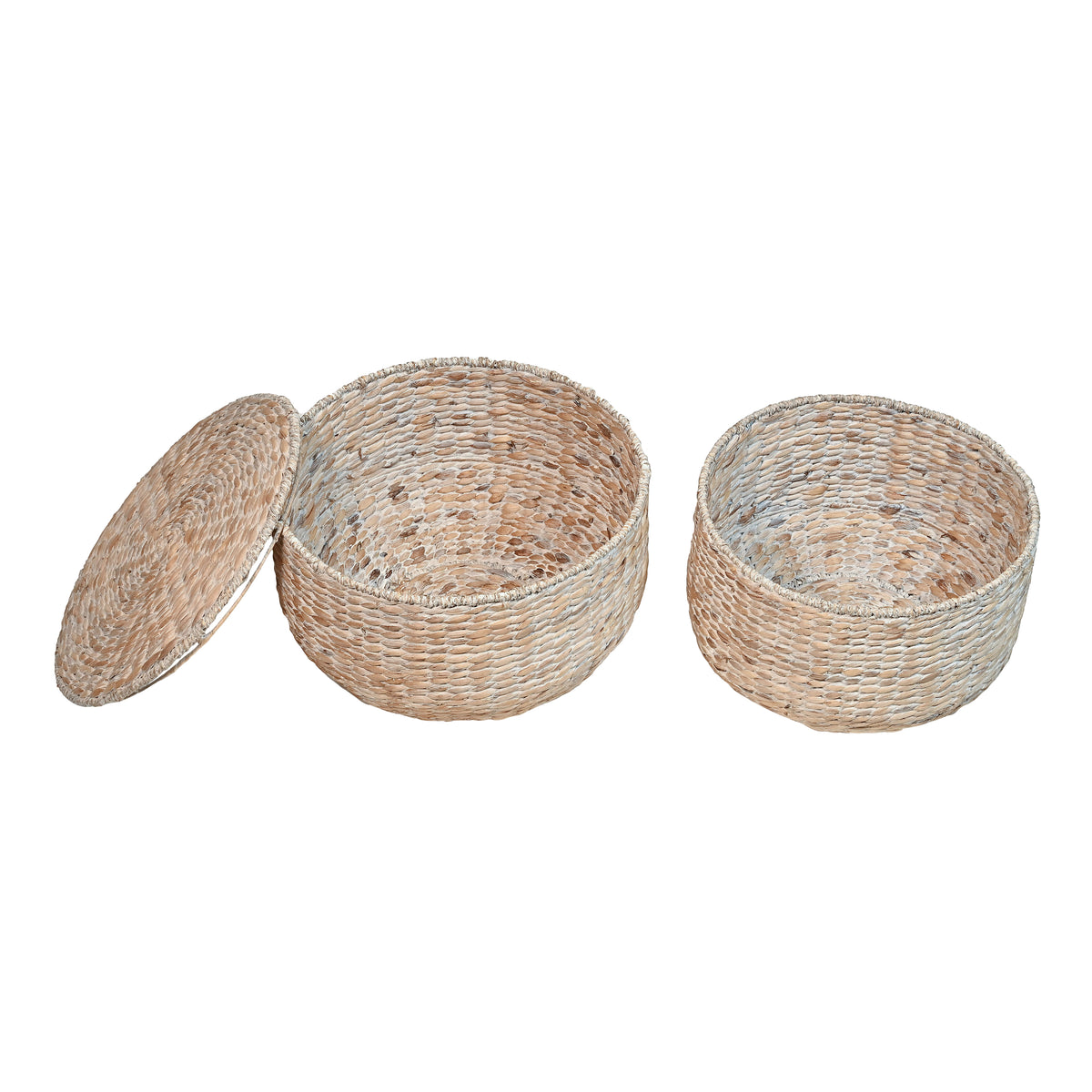 Bhola 18" Hourglass Handwoven Hyacinth Storage Accent Table - Happimess
