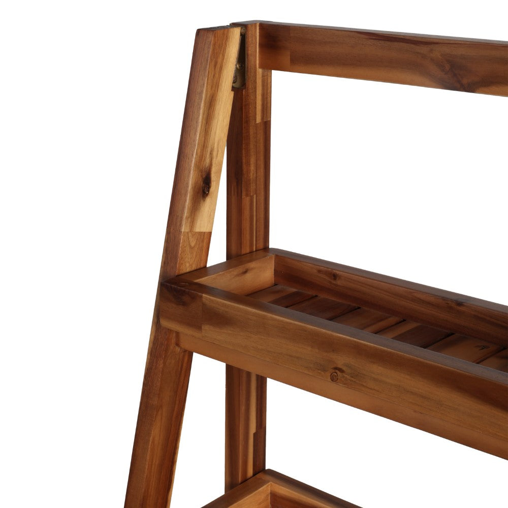 花台　自然木　約75cm✕約35cm✕約11cm Everett 48 in. H Minimalist Handcrafted Acacia Wood 4-Tier Indoor/Outd