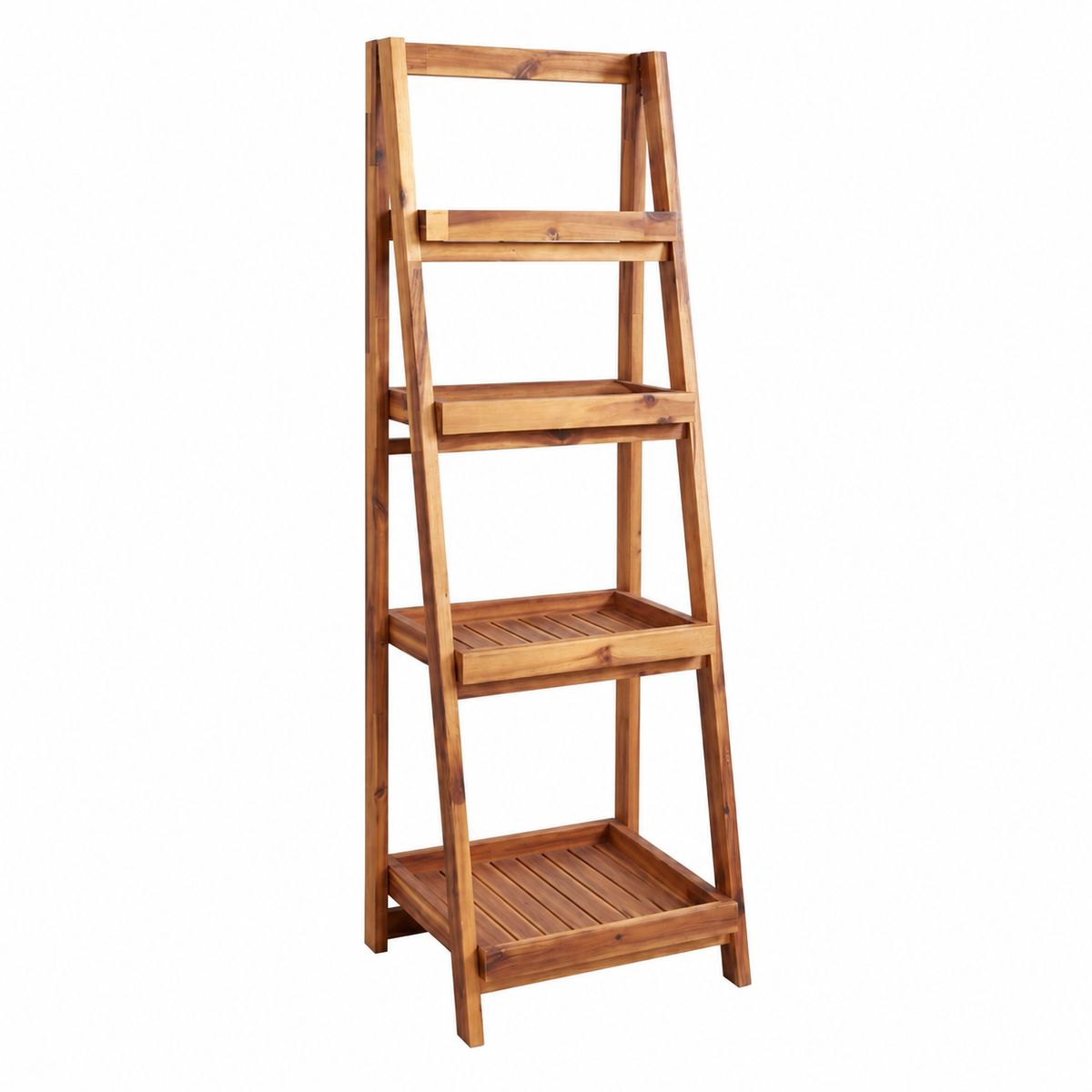 Everett 48 in. H Minimalist Handcrafted Acacia Wood 4-Tier Indoor/Outd Everett 48 in. H Minimalist Handcrafted Acacia Wood 4-Tier Indoor/Outd
