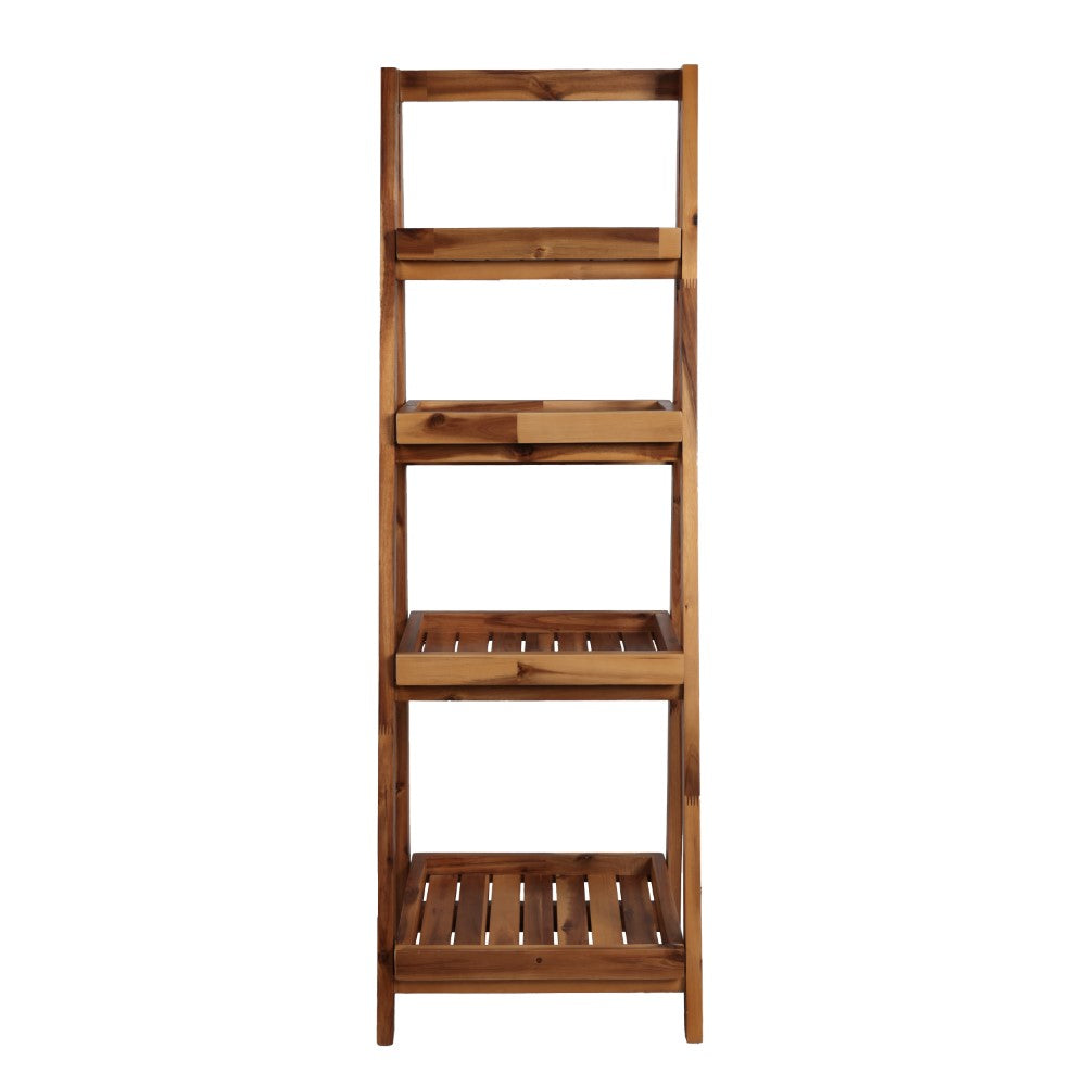 Everett 48 in. H Minimalist Handcrafted Acacia Wood 4-Tier Indoor/Outd