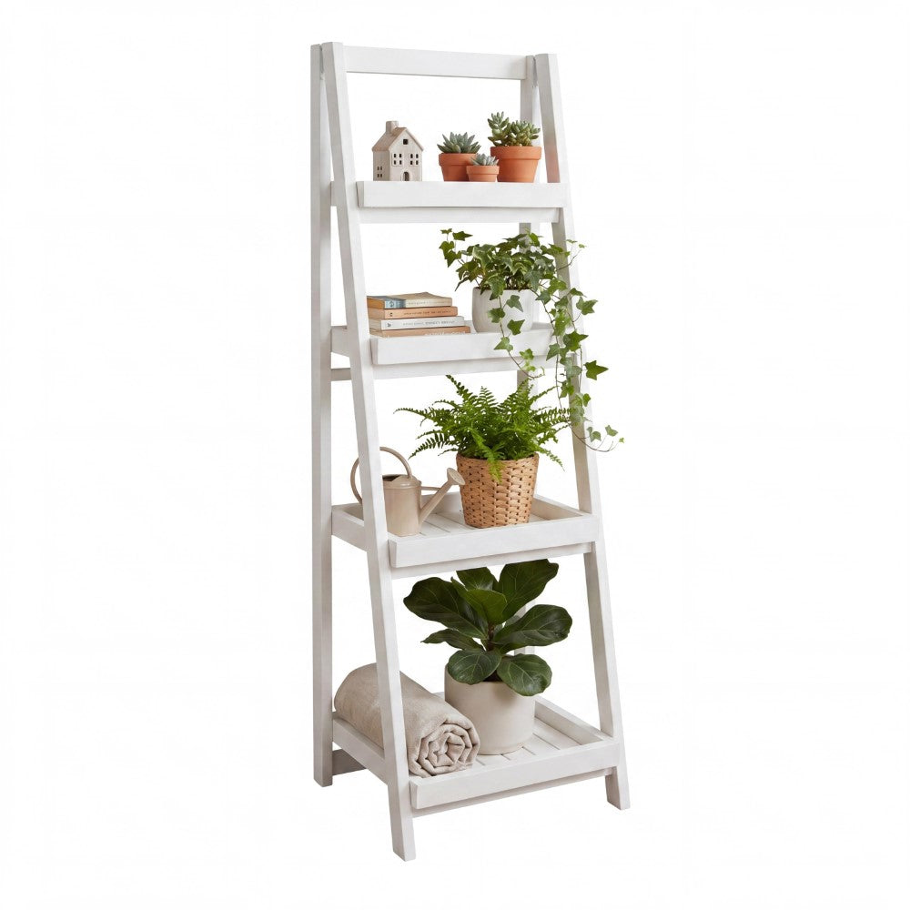 Everett 48 in. H Minimalist Handcrafted Acacia Wood 4-Tier Indoor/Outd