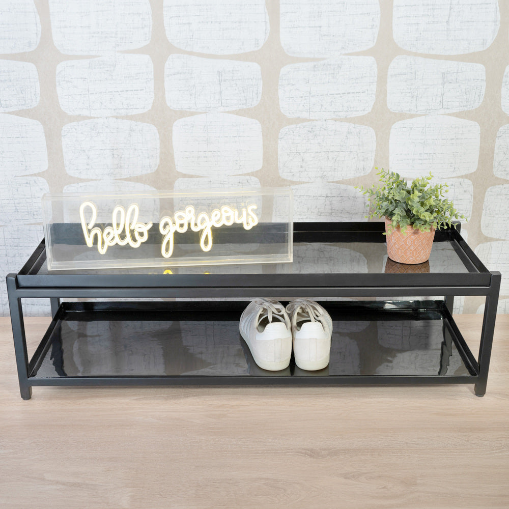 Industrial Compact 10.75" 6-Pair 2-Tier Iron Shoe Rack - Happimess