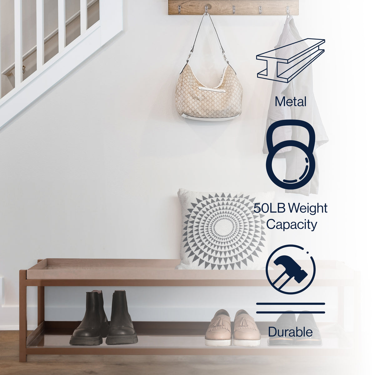 Industrial Compact 10.75" 6-Pair 2-Tier Iron Shoe Rack - Happimess