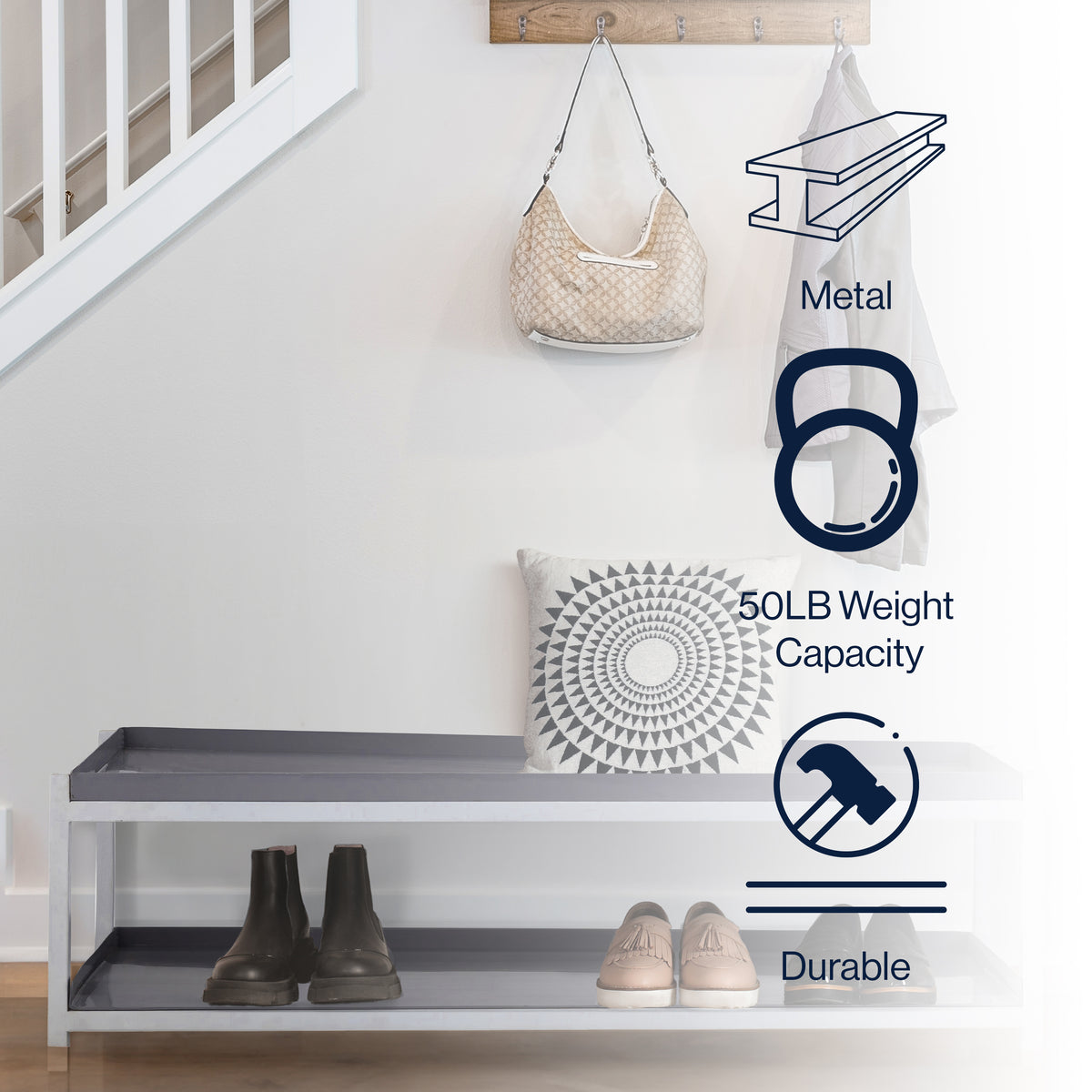 Industrial Compact 10.75" 6-Pair 2-Tier Iron Shoe Rack - Happimess