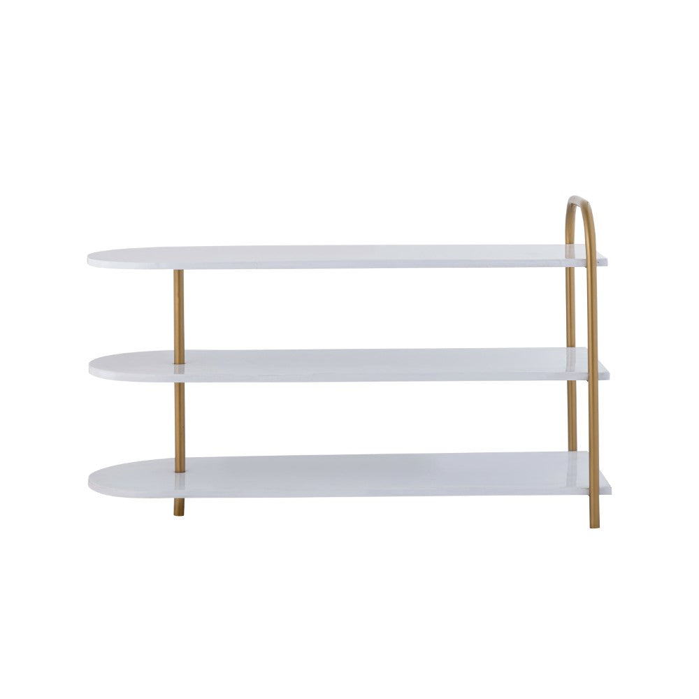 Modern 24" 9-Pair 3-Tier Iron Curved Decker Shoe Rack - Happimess