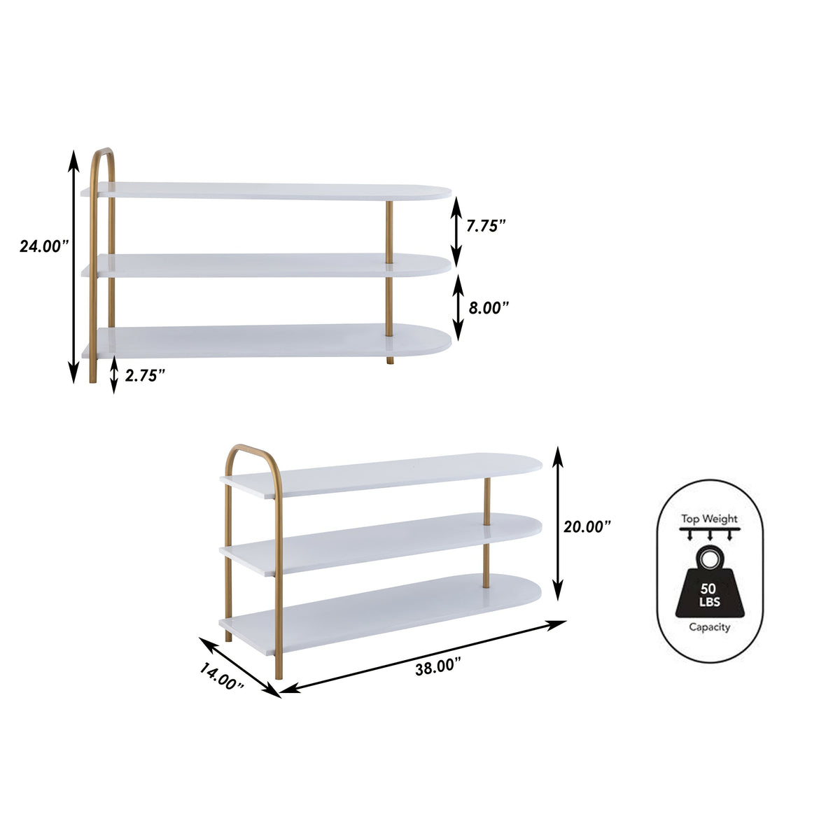 Modern 24" 9-Pair 3-Tier Iron Curved Decker Shoe Rack - Happimess