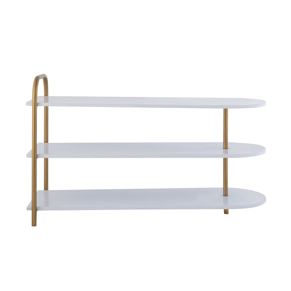 Modern 24" 9-Pair 3-Tier Iron Curved Decker Shoe Rack - Happimess