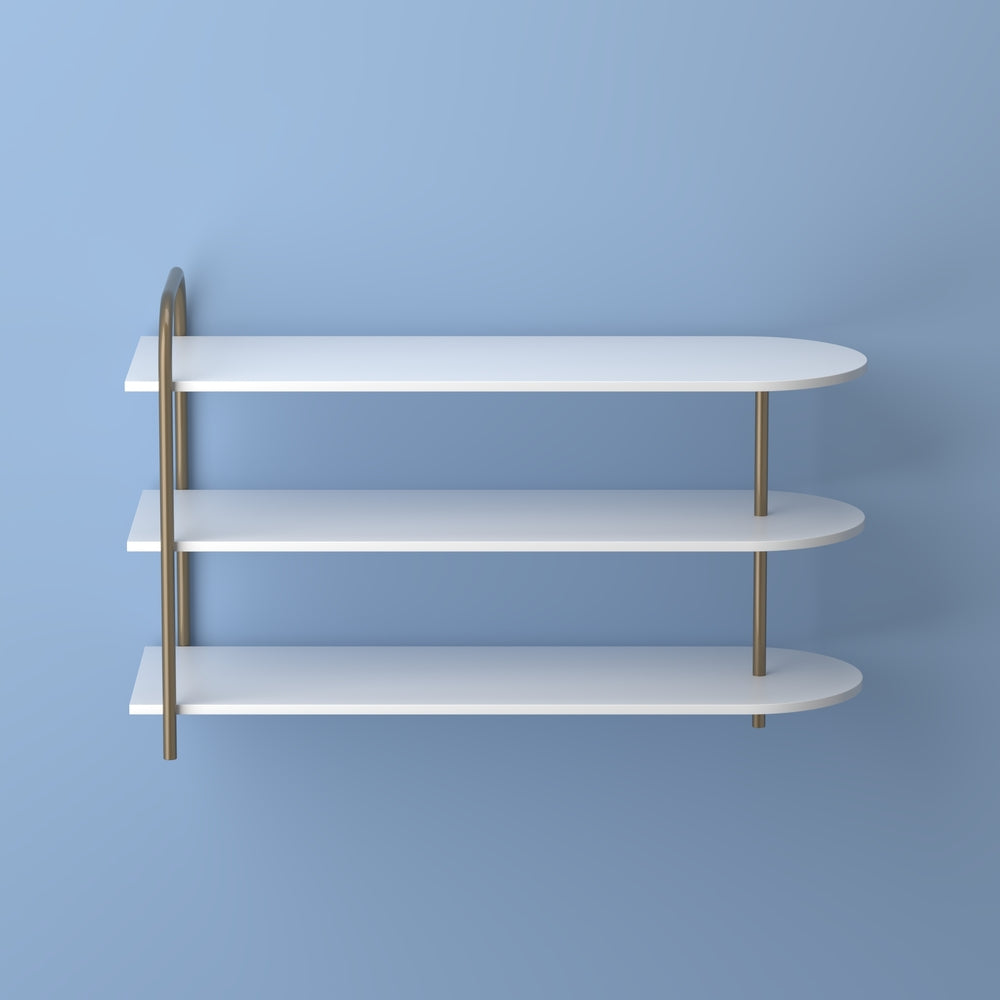 Modern 24" 9-Pair 3-Tier Iron Curved Decker Shoe Rack - Happimess