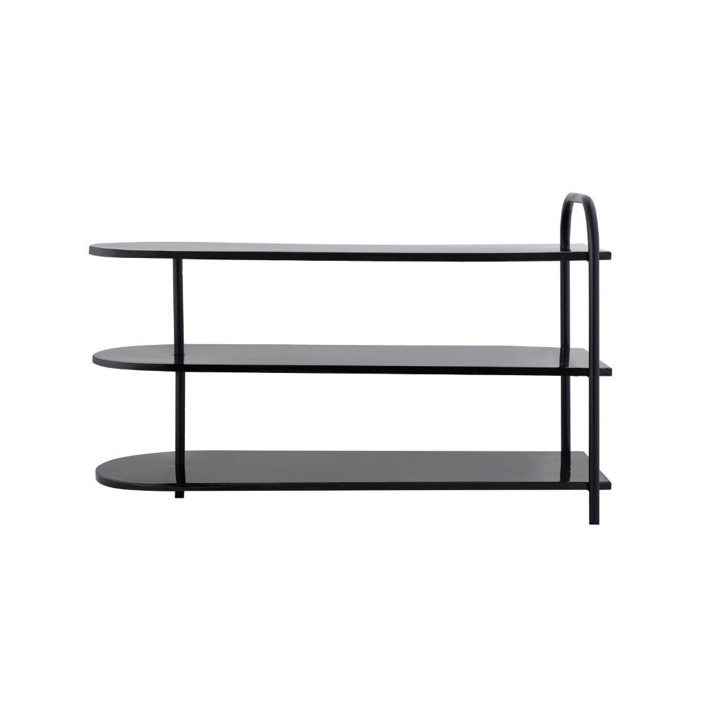 Modern 24" 9-Pair 3-Tier Iron Curved Decker Shoe Rack - Happimess