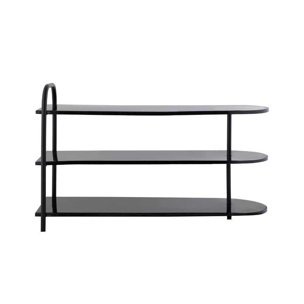 Modern 24" 9-Pair 3-Tier Iron Curved Decker Shoe Rack - Happimess