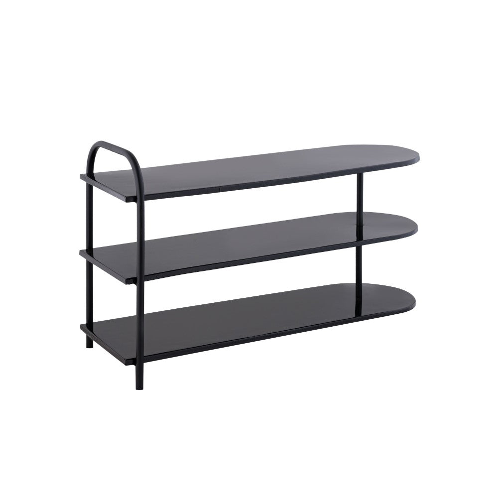 Modern 24" 9-Pair 3-Tier Iron Curved Decker Shoe Rack - Happimess