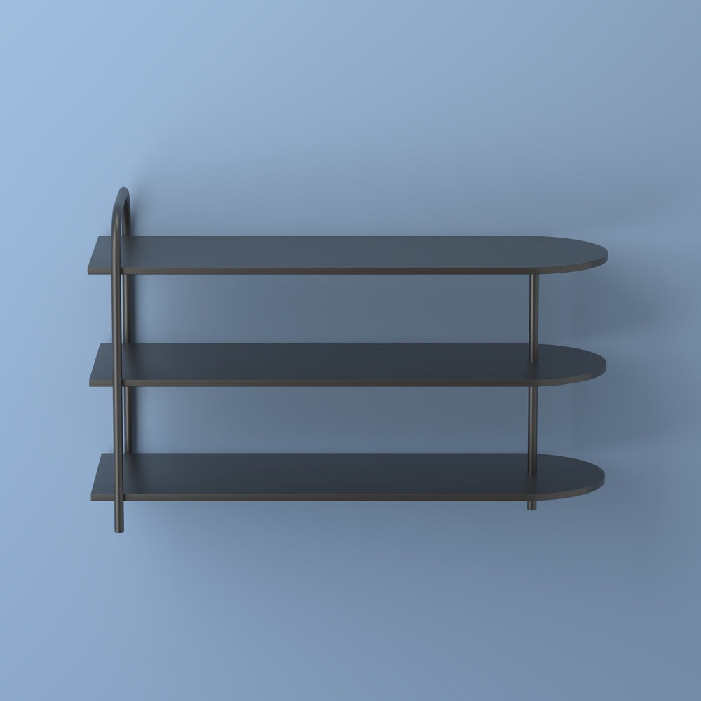 Modern 24" 9-Pair 3-Tier Iron Curved Decker Shoe Rack - Happimess