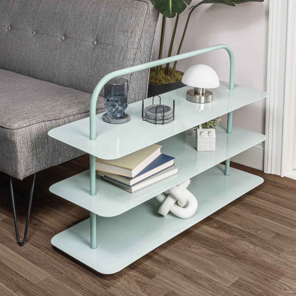 Minimalist 24.5" 9-Pair 3-Tier Iron Thin Flat Plate Shoe Rack - Happimess