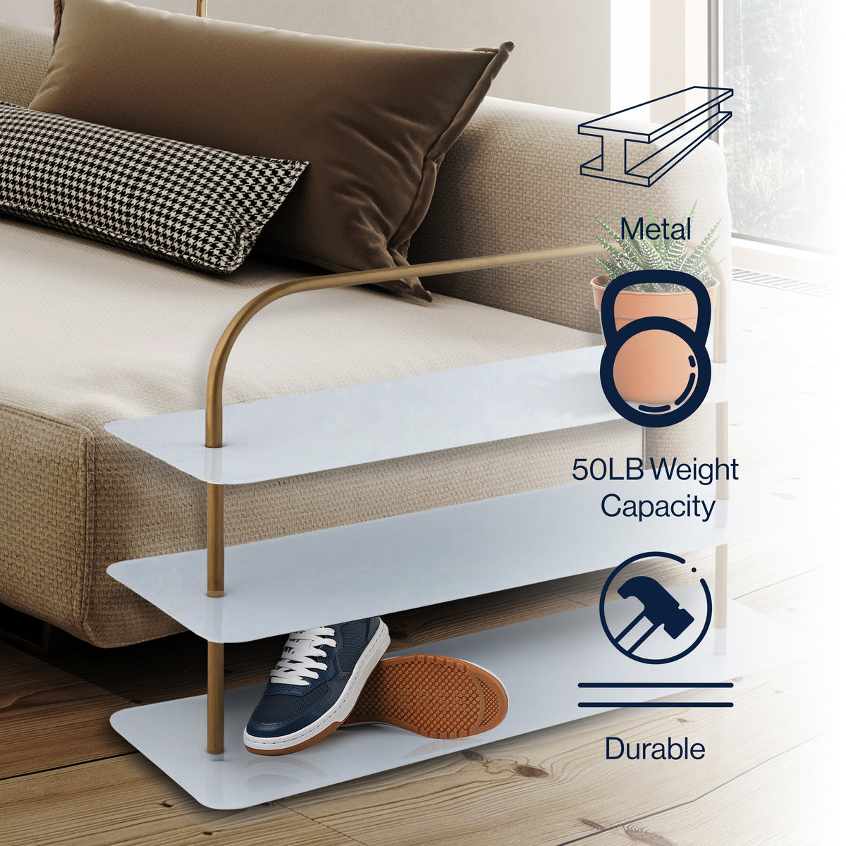 Minimalist 24.5" 9-Pair 3-Tier Iron Thin Flat Plate Shoe Rack - Happimess