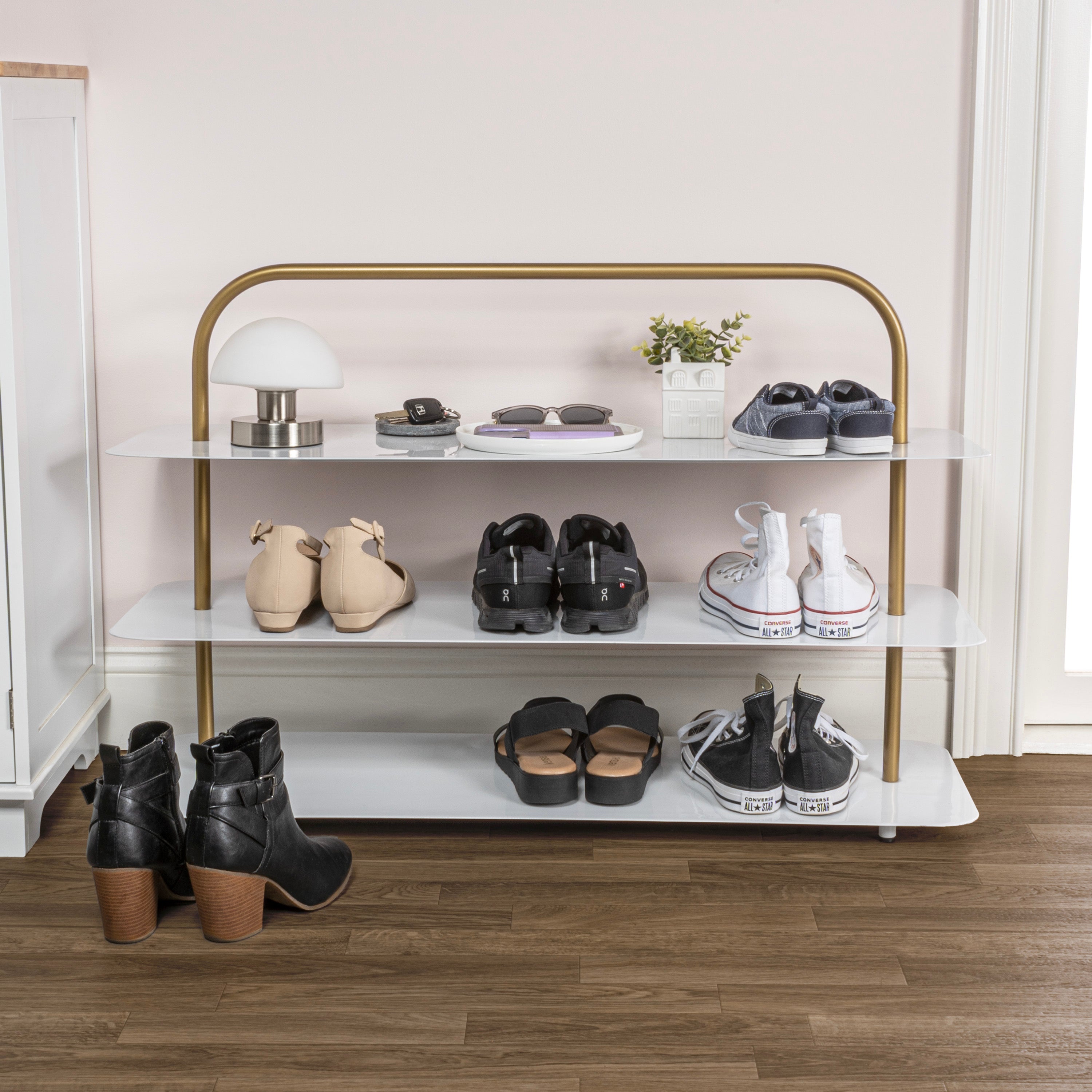 Gold discount shoe rack