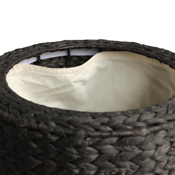 Addie 17.72" Modern Coastal Handwoven Water Hyacinth Storage Ottoman with Lid