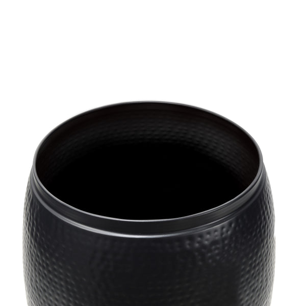 Merida Modern Rustic Hammered Metal Drum Storage Side Table with Lid