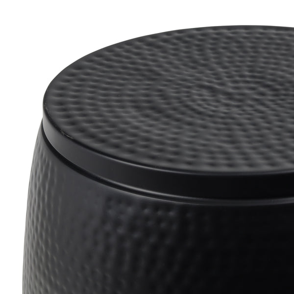 Merida Modern Rustic 2-Piece Hammered Metal Drum Storage Side Tables with Lids