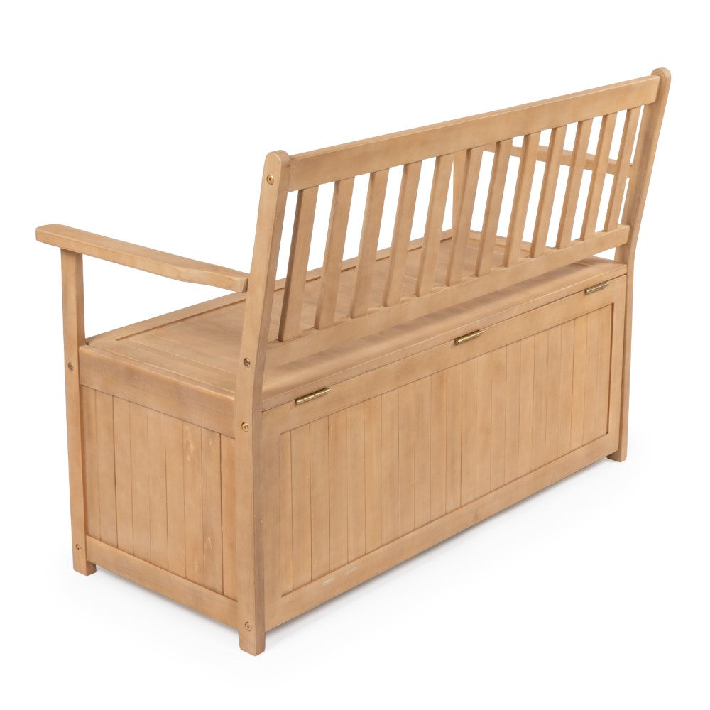Sophie 48" Traditional Farmhouse Lift-Top Acacia Wood Storage & Entry Bench - Happimess