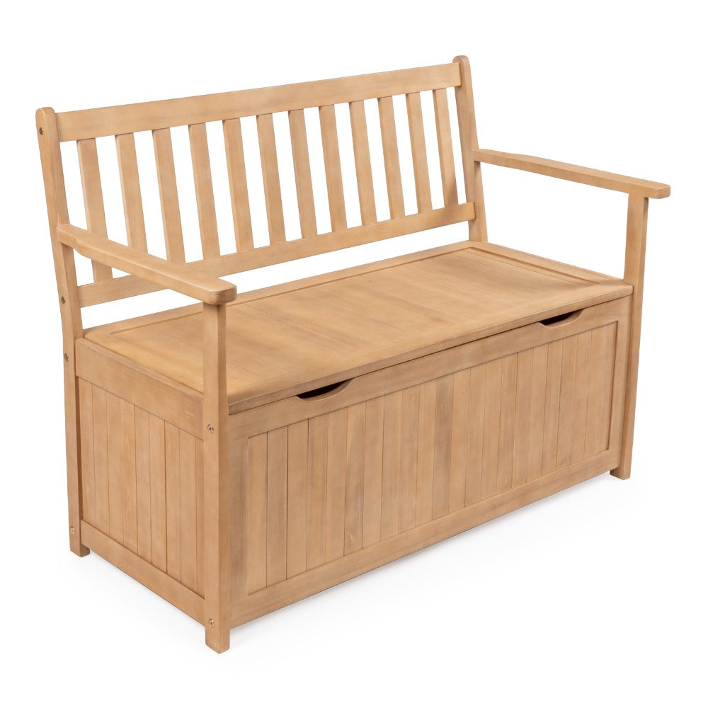 Sophie 48" Traditional Farmhouse Lift-Top Acacia Wood Storage & Entry Bench - Happimess