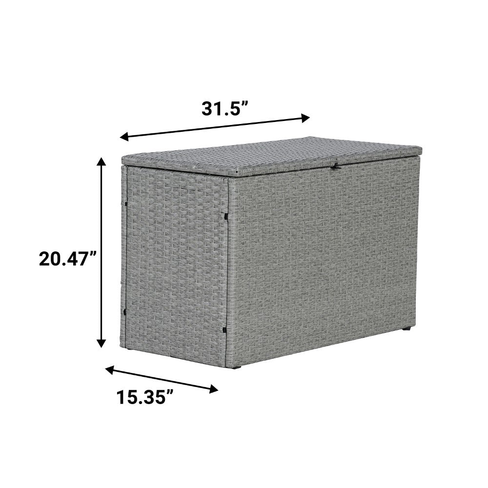 Nino 31.5" Outdoor Faux Wicker Patio Storage Box - Happimess