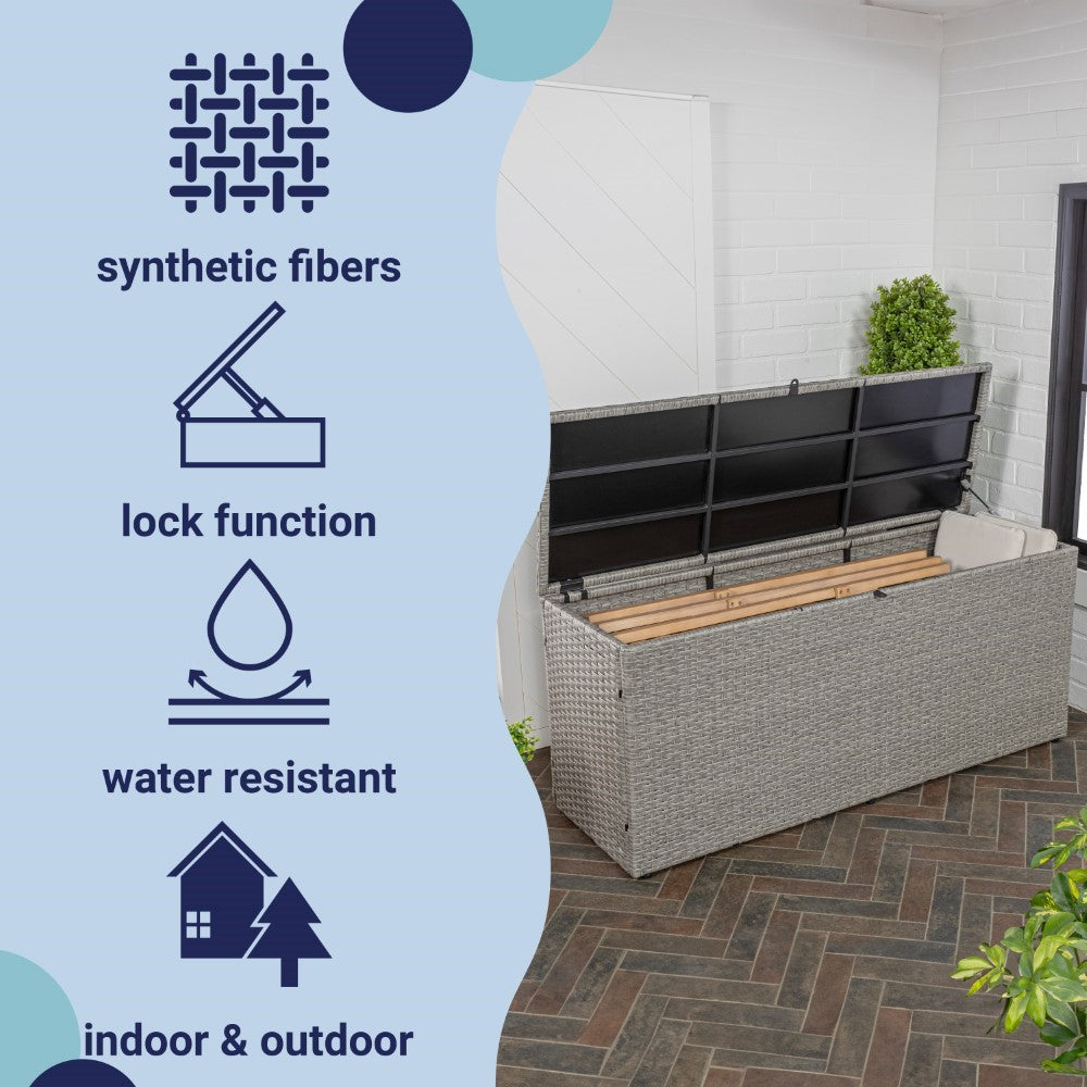 Nino 31.5" Outdoor Faux Wicker Patio Storage Box - Happimess