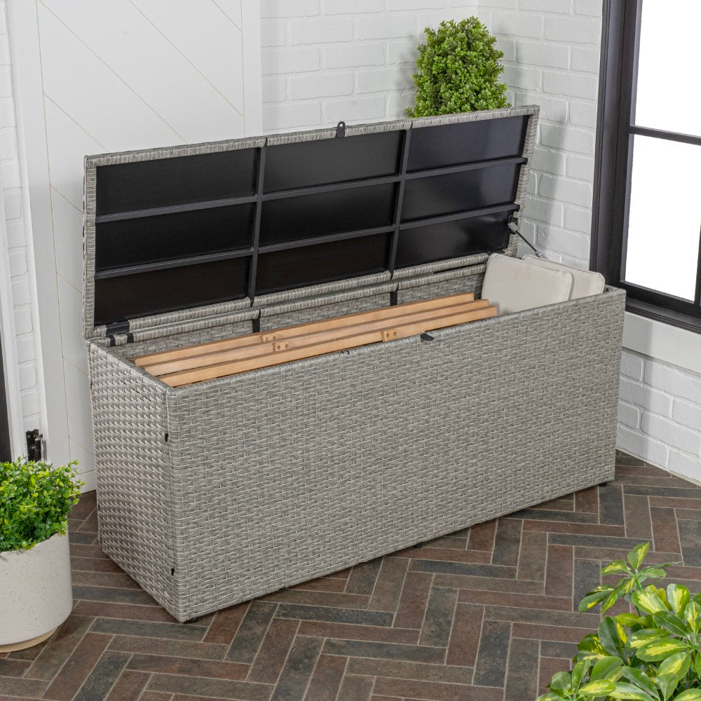 Nino 31.5" Outdoor Faux Wicker Patio Storage Box - Happimess