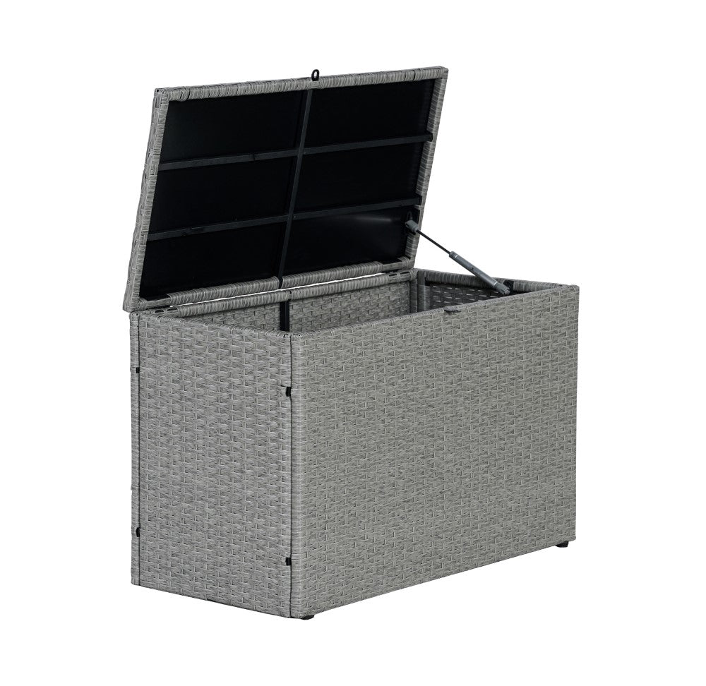Nino 31.5" Outdoor Faux Wicker Patio Storage Box - Happimess