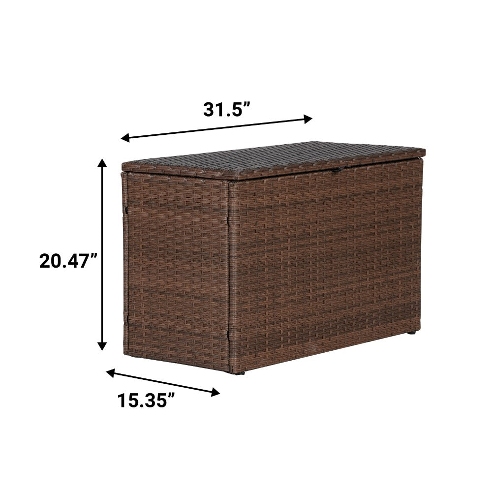 Nino 31.5" Outdoor Faux Wicker Patio Storage Box - Happimess